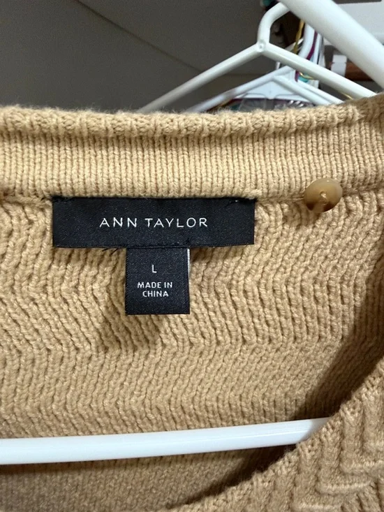 Ann Taylor Tan Chevron Knit Button Cardigan - Picture 2 of 4